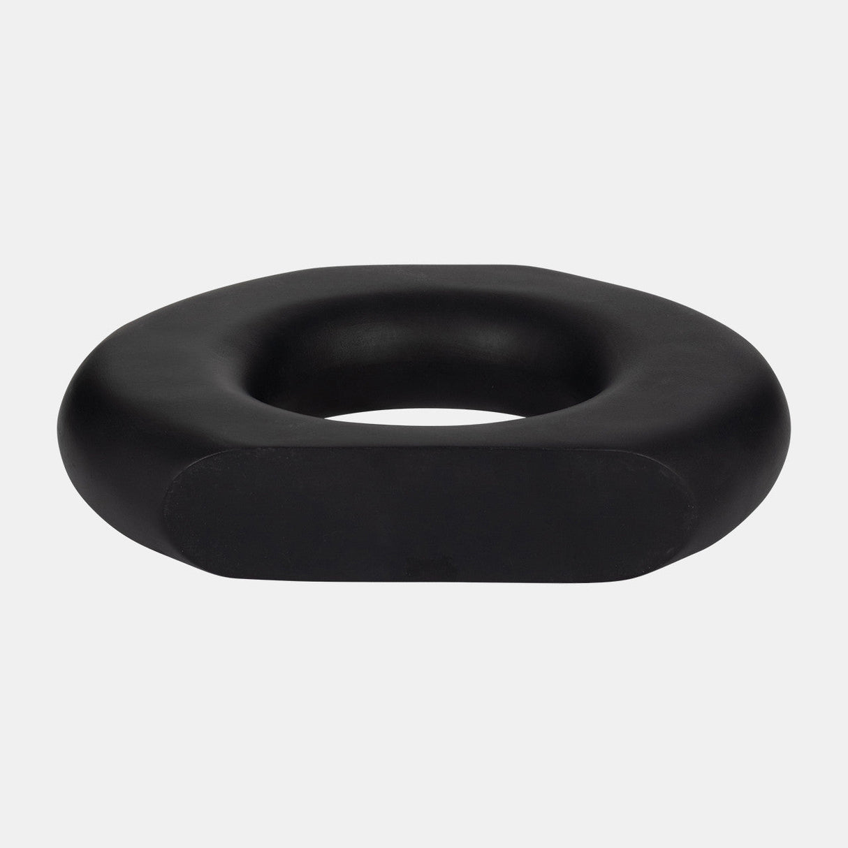 Wood, 11" Donut Vase, Black