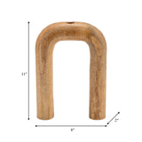 Wood, 11"h Horseshoe Vase, Brown