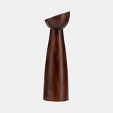 Wood, 11"h Slanted Candle Holder, Brown