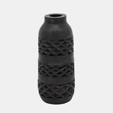 Wood 12" Stained Vase, Black