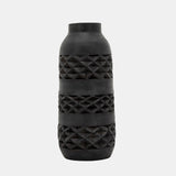 Wood 12" Stained Vase, Black