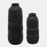 Wood 12" Stained Vase, Black