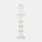 Wood, 13" Antique Style Candle Holder, White