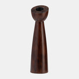 Wood, 13"h Slanted Candle Holder, Brown