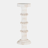 Wood, 14" Antique Style Candle Holder, White