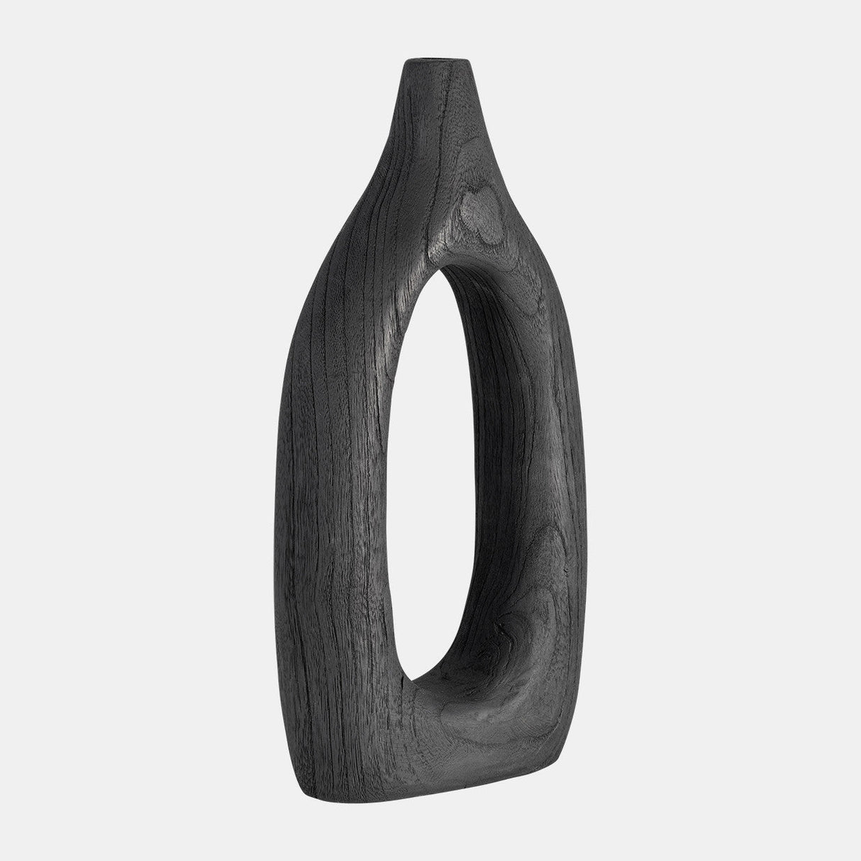 Wood, 14"h Cut-out Vase, Black