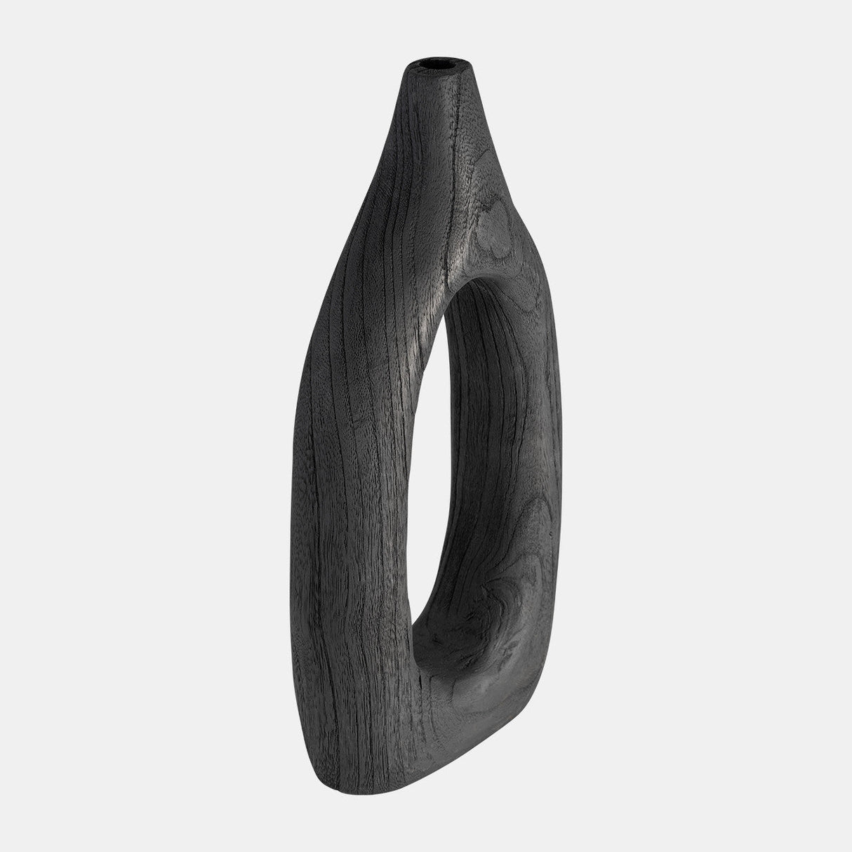 Wood, 14"h Cut-out Vase, Black