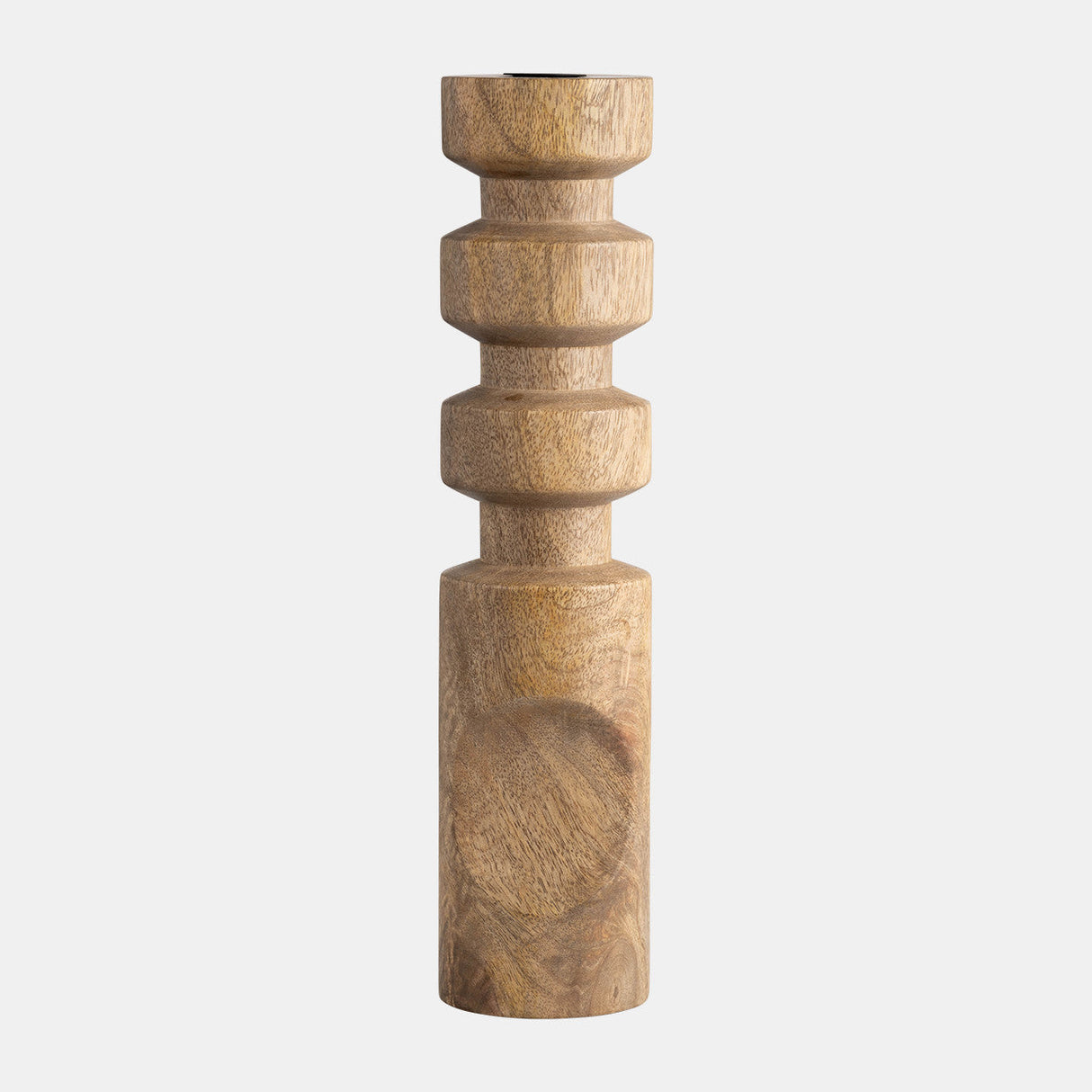 Wood, 14" Stacked Taper Candleholder Natural