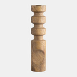 Wood, 14" Stacked Taper Candleholder Natural