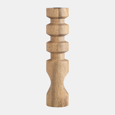 Wood, 14" Stacked Taper Candleholder Natural