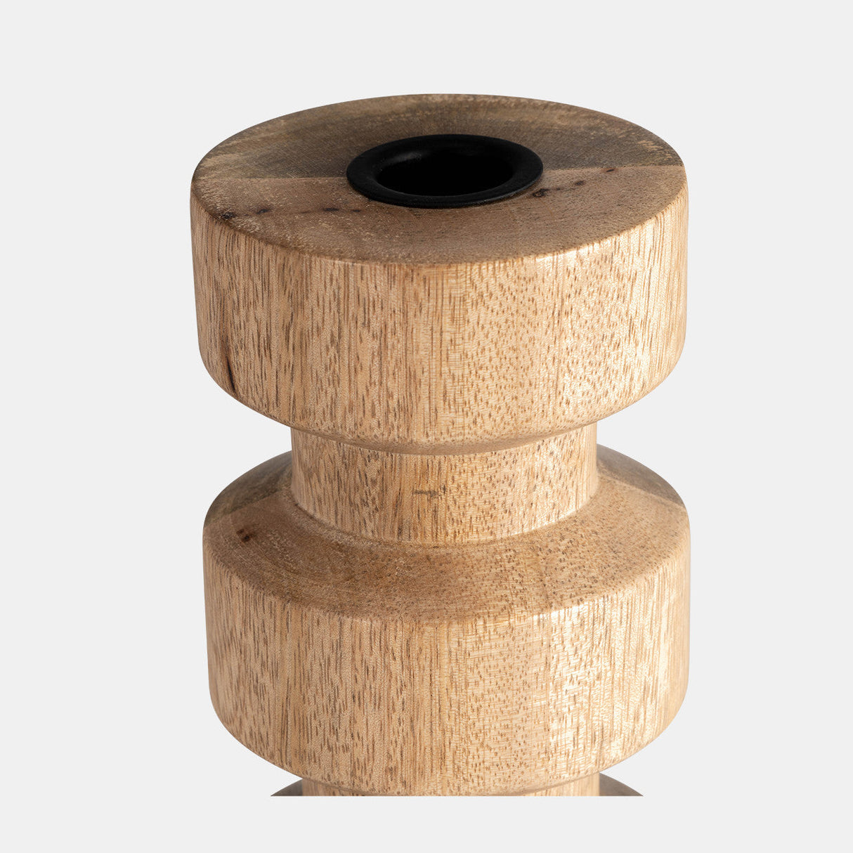 Wood, 14" Stacked Taper Candleholder Natural