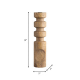 Wood, 14" Stacked Taper Candleholder Natural