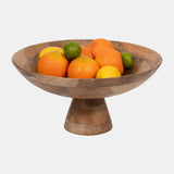 Wood, 15" Bowl On Pedestal, Natural