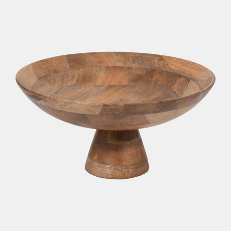 Wood, 15" Bowl On Pedestal, Natural