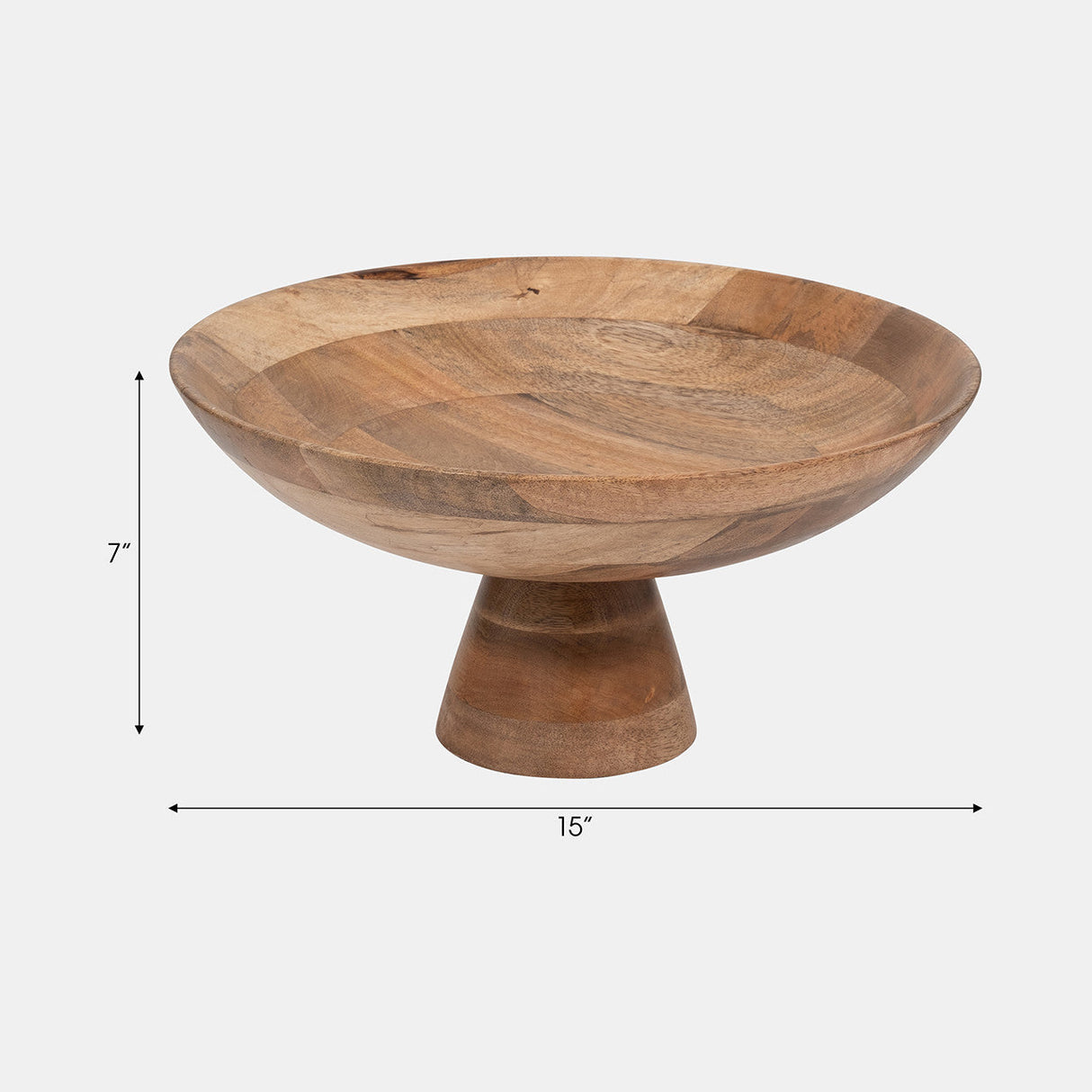 Wood, 15" Bowl On Pedestal, Natural