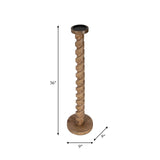 Wood, 36" Spiral Floor Pillar Candleholder, Natura