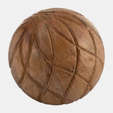 Wood, 5" Textured Orb, Brown