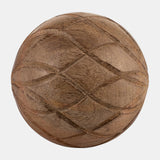 Wood, 5" Textured Orb, Brown