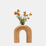 Wood, 6"h Horseshoe Vase, Brown