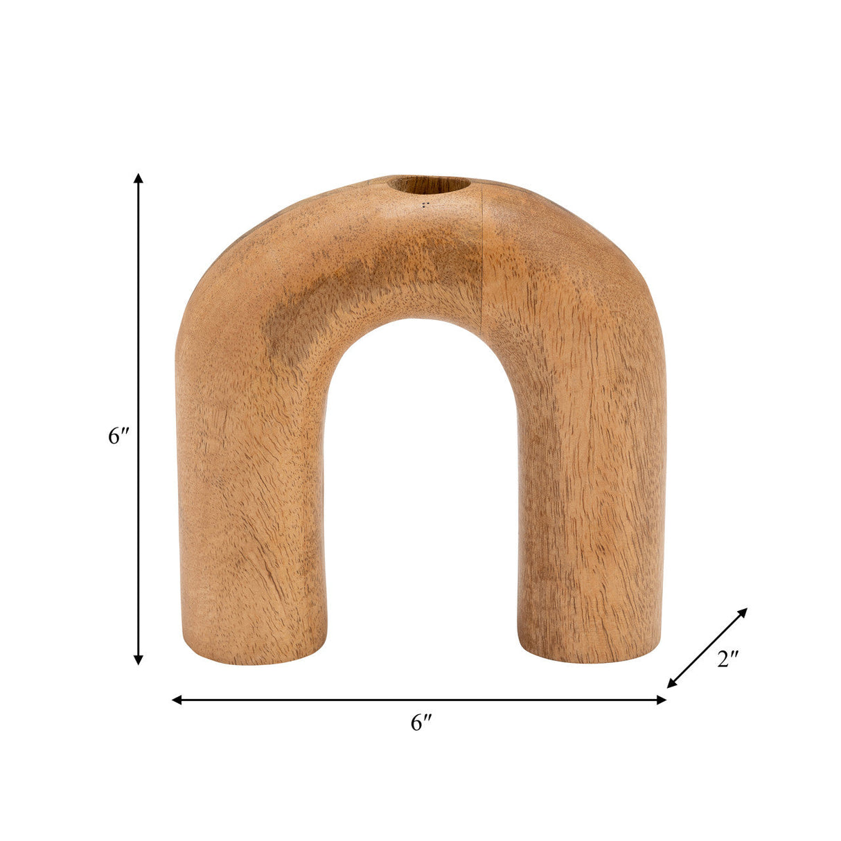 Wood, 6"h Horseshoe Vase, Brown