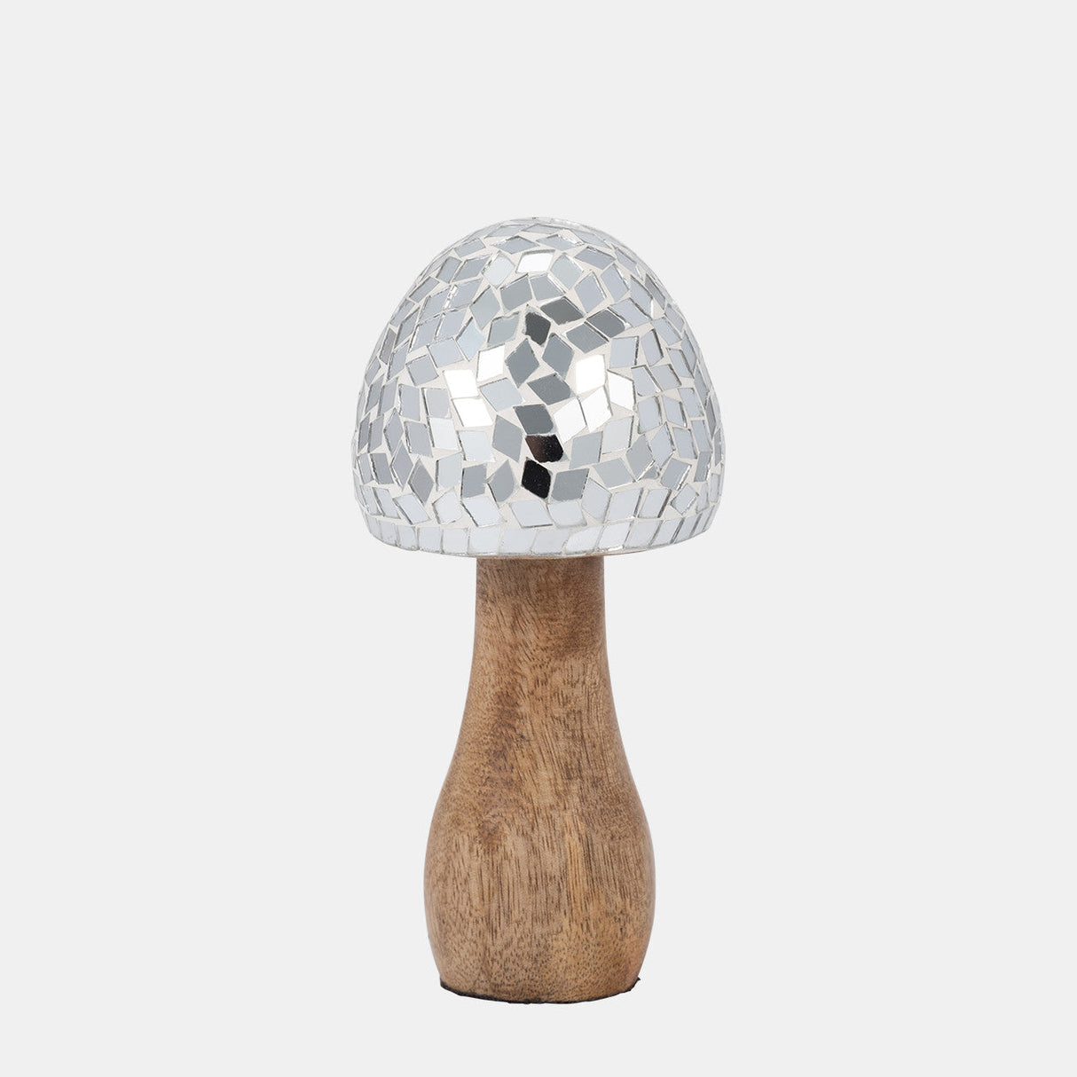 Wood, 6" Mosaic Mushroom, Silver