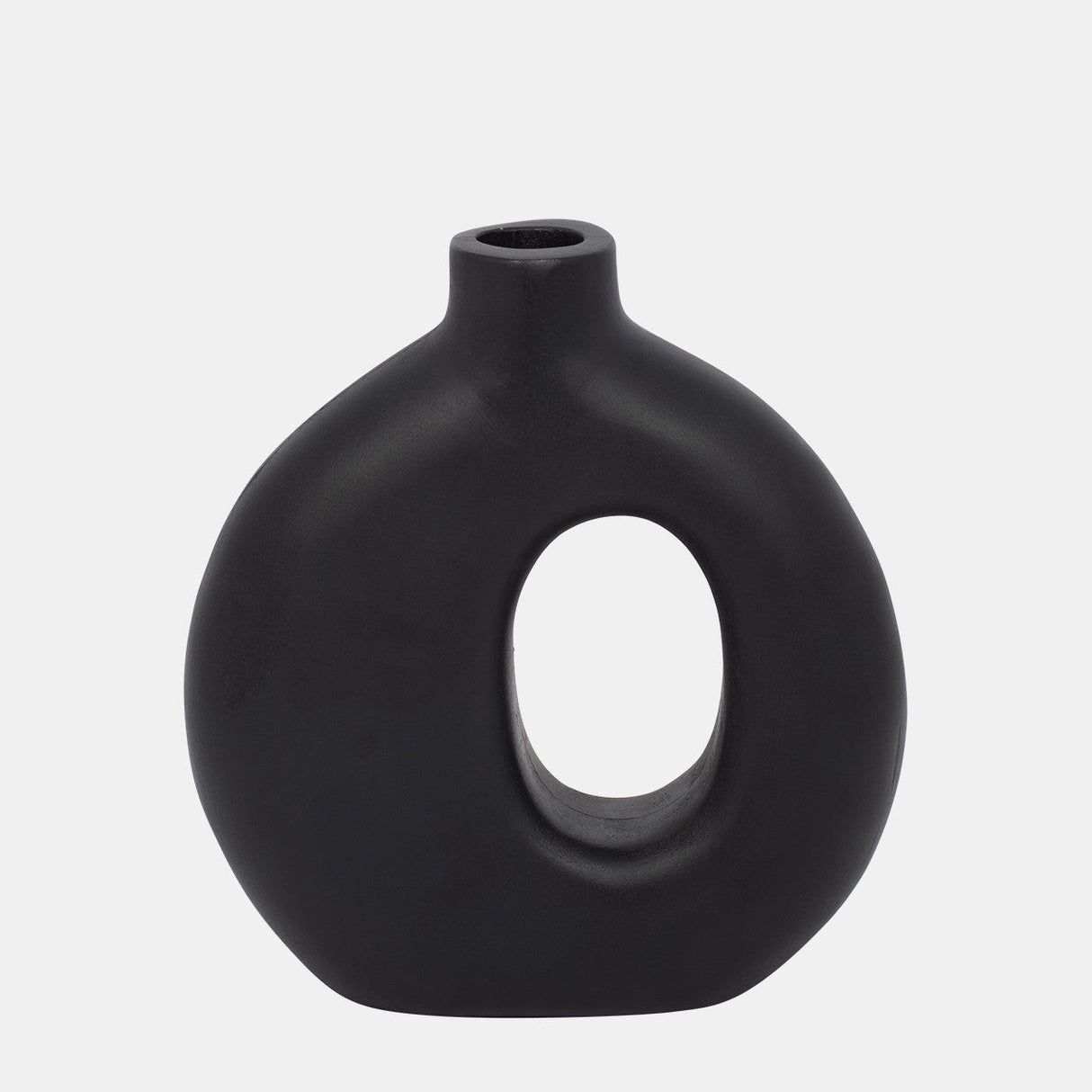 Wood, 7"h Cut-out Vase, Black