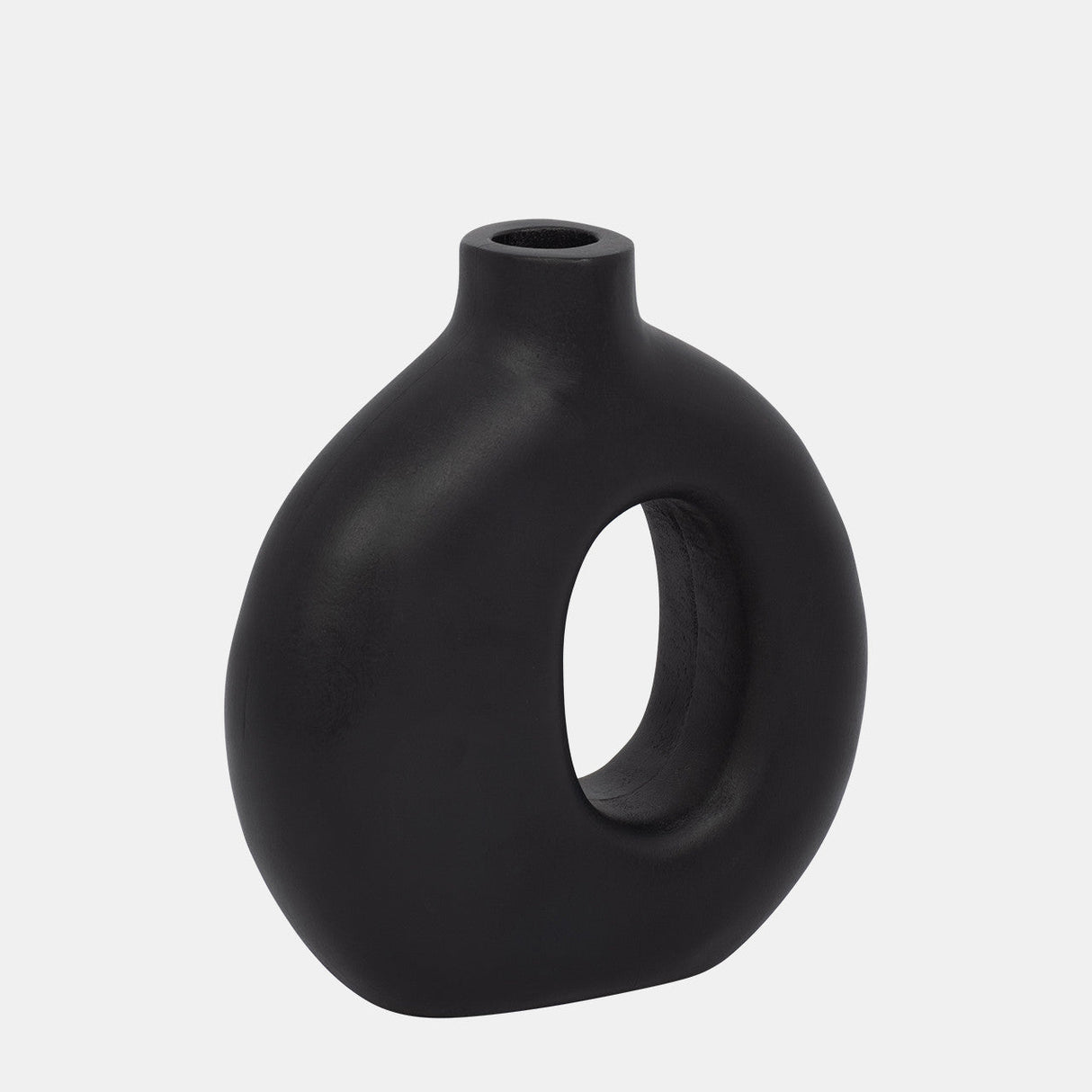 Wood, 7"h Cut-out Vase, Black