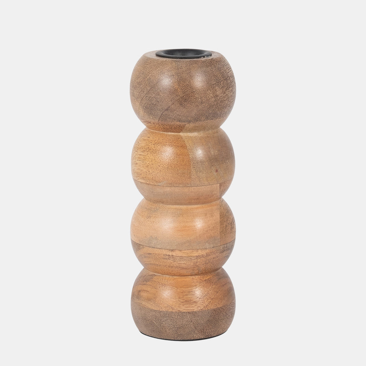 Wood, 7" Ribbed Votive Holder, Natural