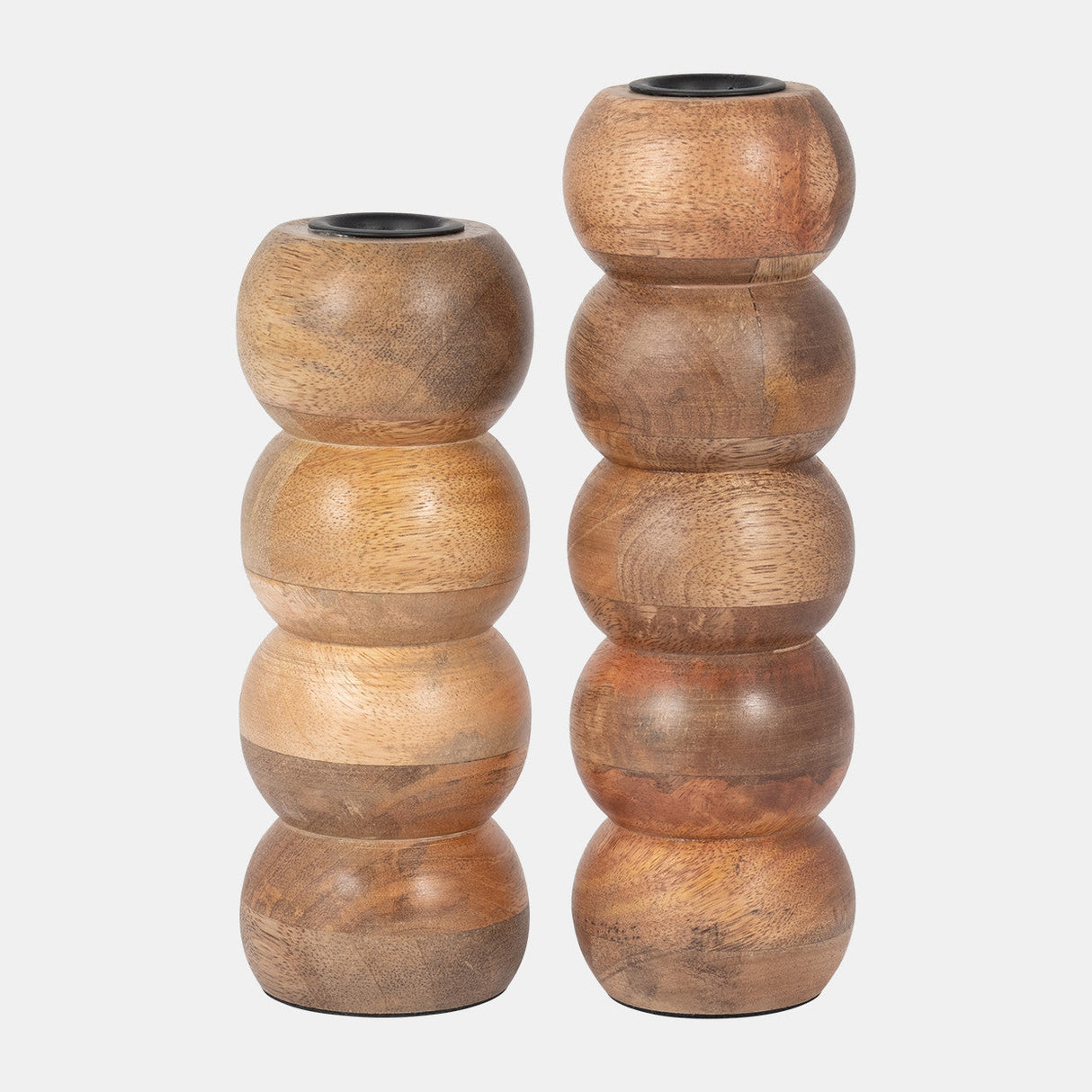 Wood, 7" Ribbed Votive Holder, Natural