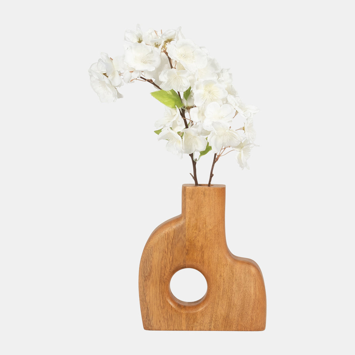 Wood, 8" Circle Cut-out Vase, Natural