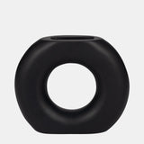 Wood, 8" Donut Vase, Black