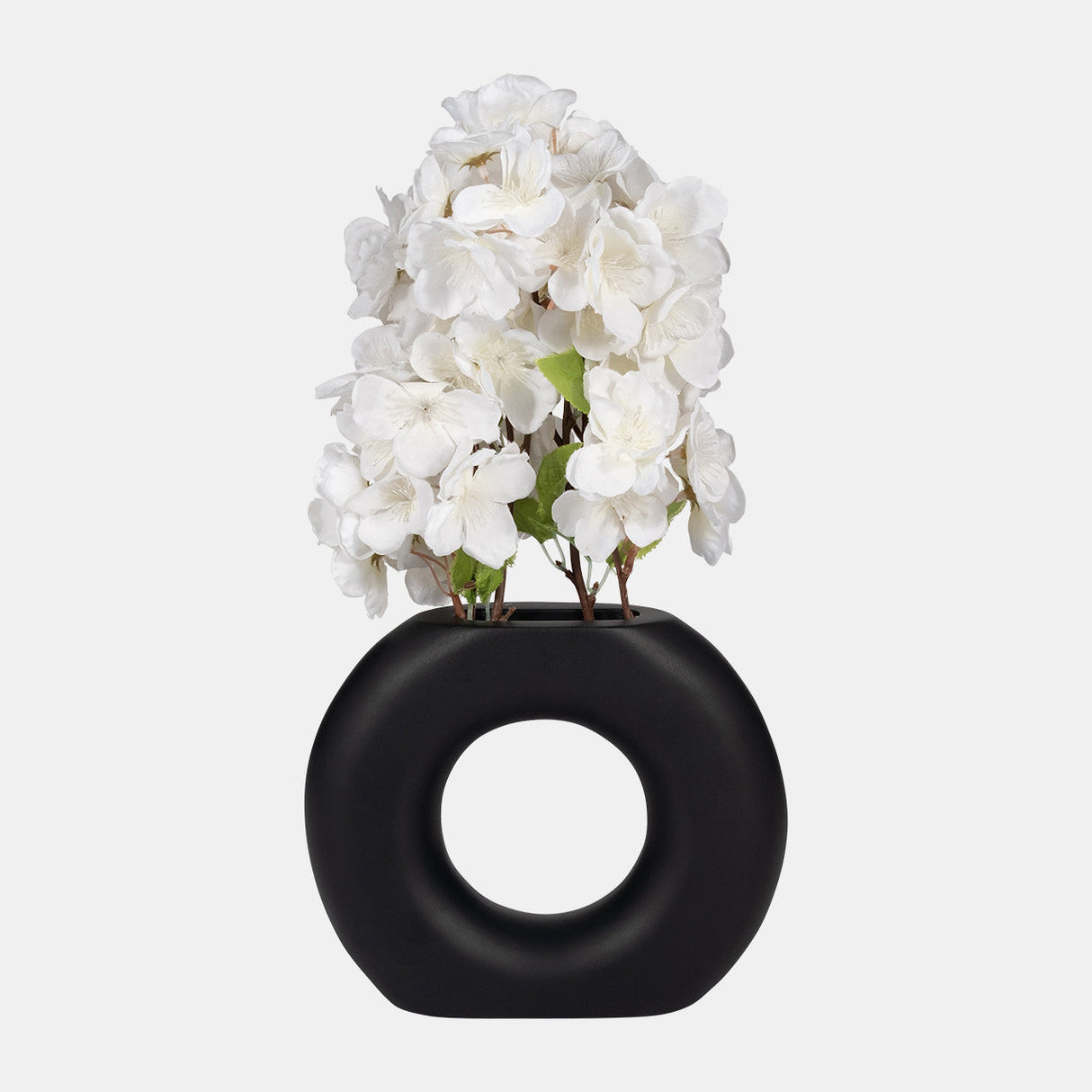 Wood, 8" Donut Vase, Black