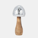 Wood, 8" Mosaic Mushroom, Silver