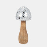 Wood, 8" Mosaic Mushroom, Silver