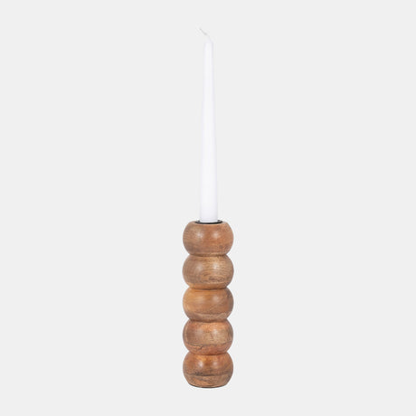 Wood, 8" Ribbed Votive Holder, Natural