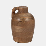 Wood, 9" Jug Vase With Handle, Natural