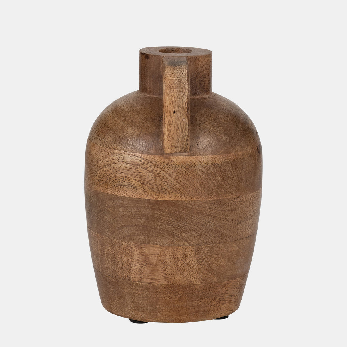 Wood, 9" Jug Vase With Handle, Natural