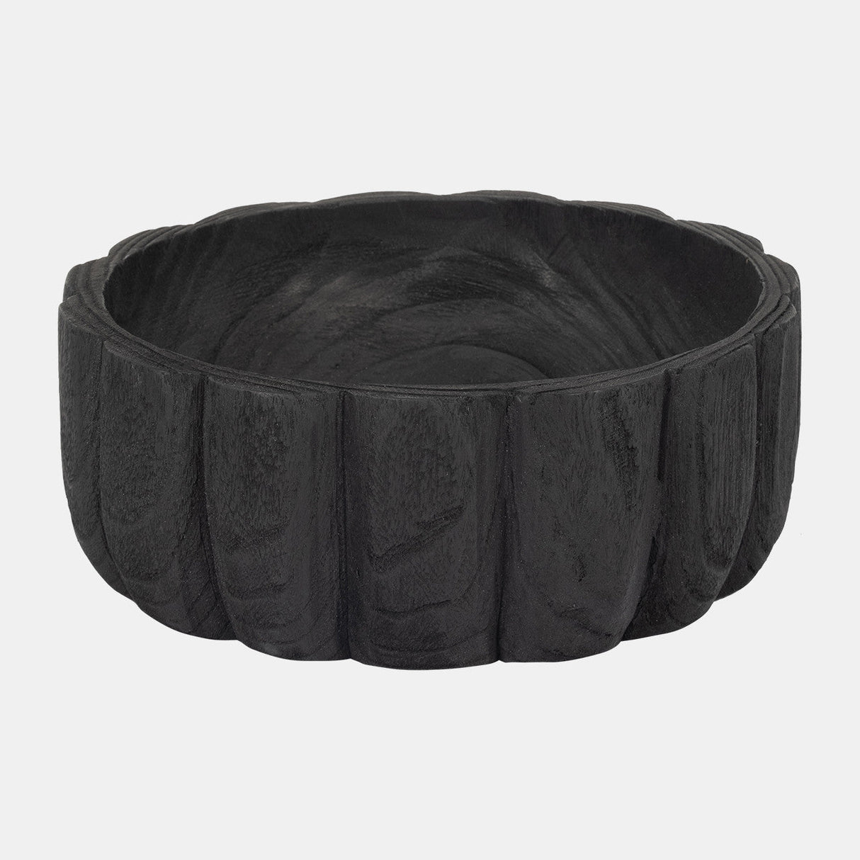 Wood, 9" Scalloped Bowl, Black