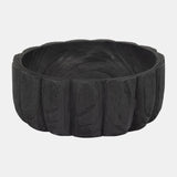 Wood, 9" Scalloped Bowl, Black