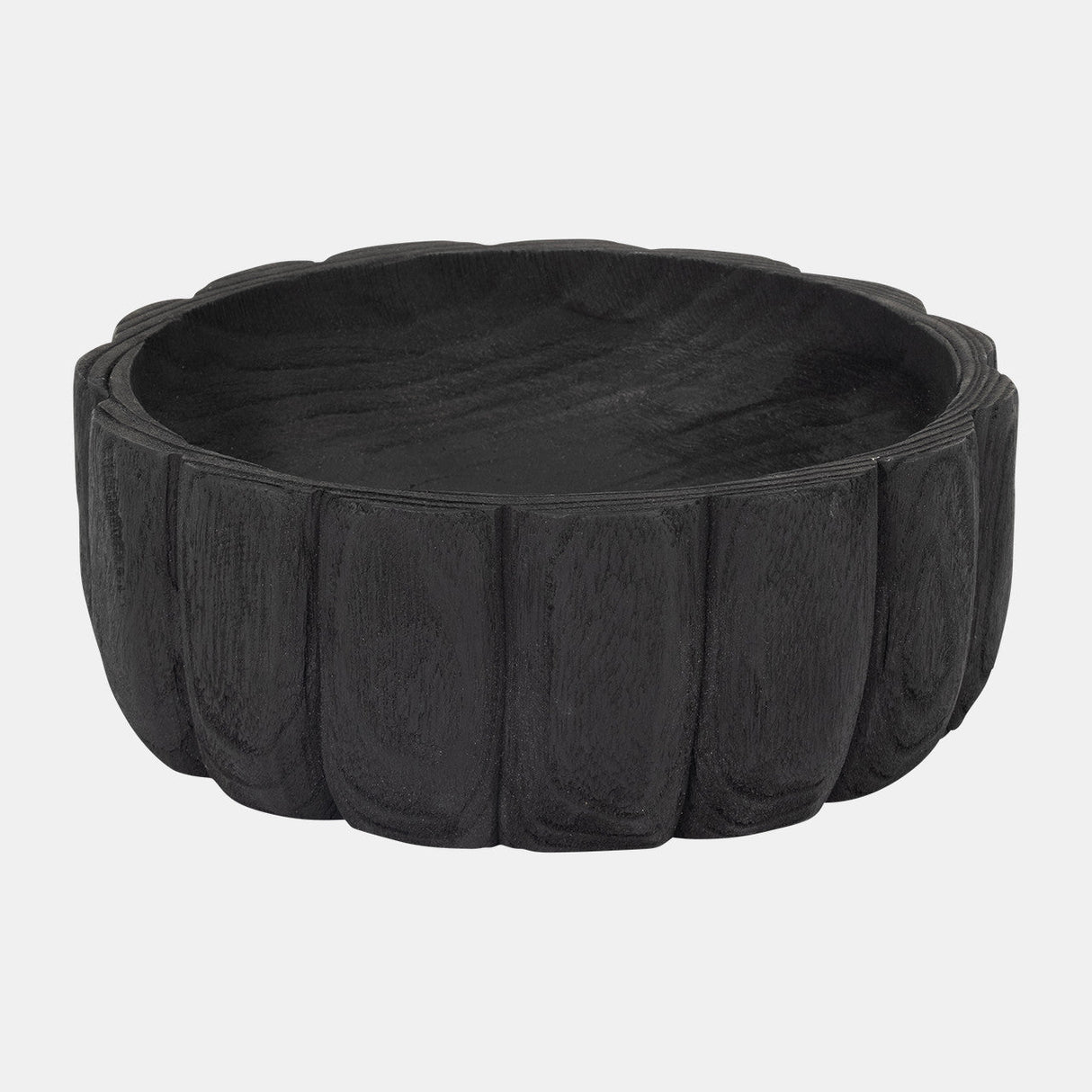 Wood, 9" Scalloped Bowl, Black