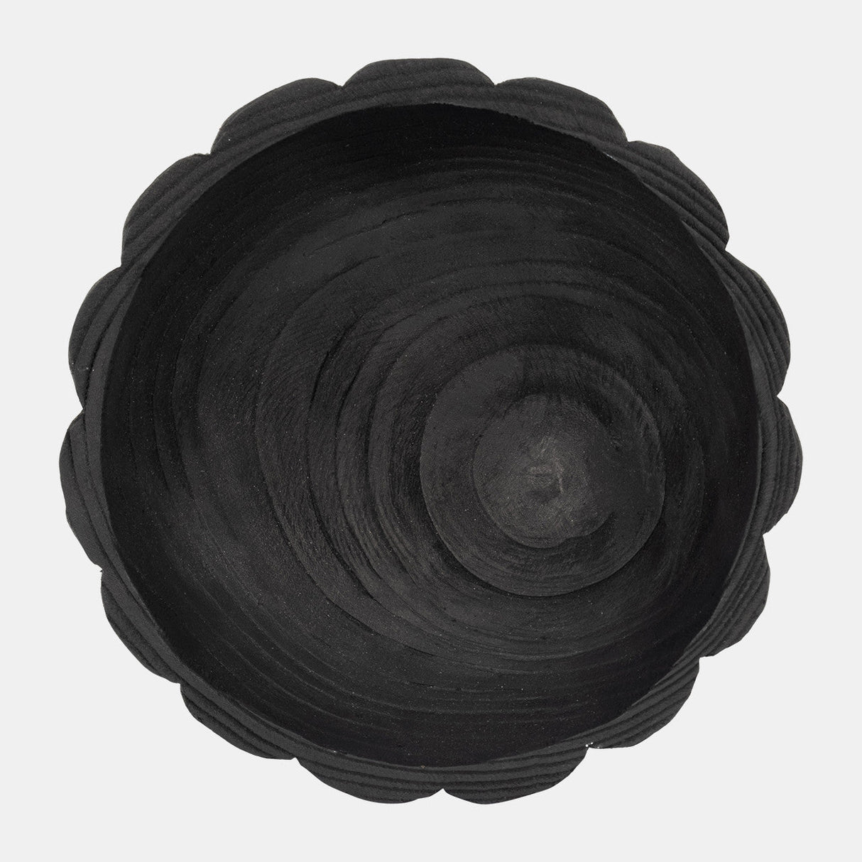 Wood, 9" Scalloped Bowl, Black