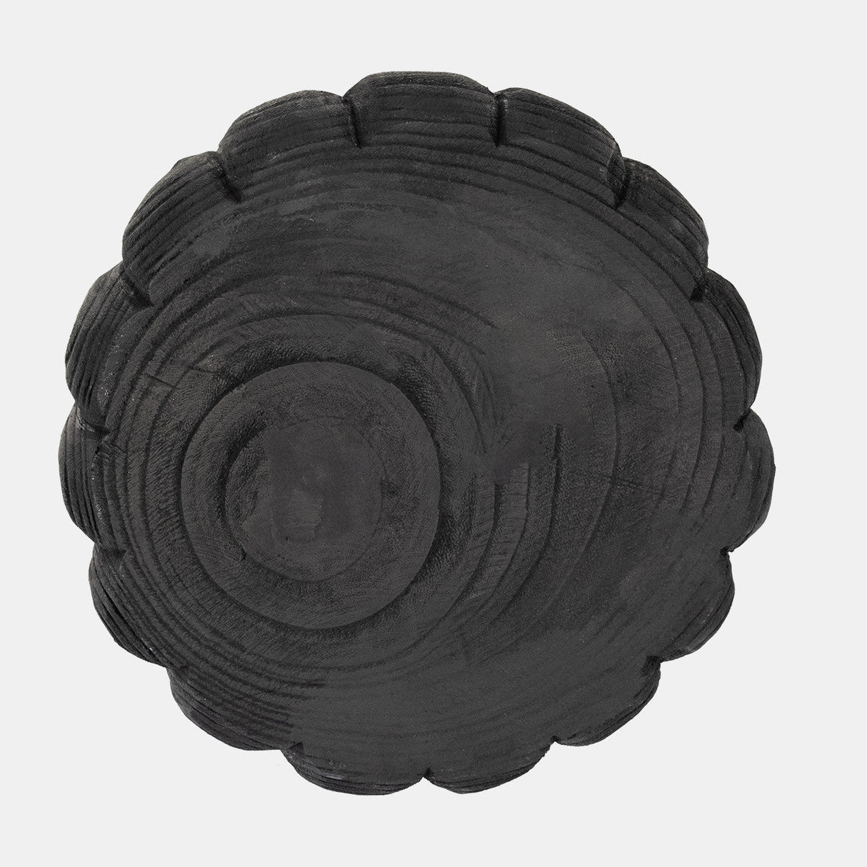 Wood, 9" Scalloped Bowl, Black