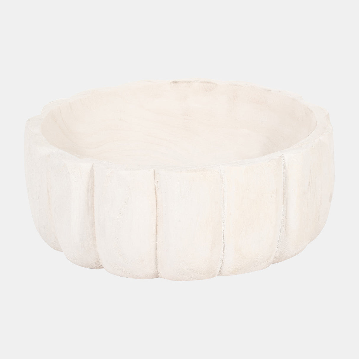 Wood, 9" Scalloped Bowl, White