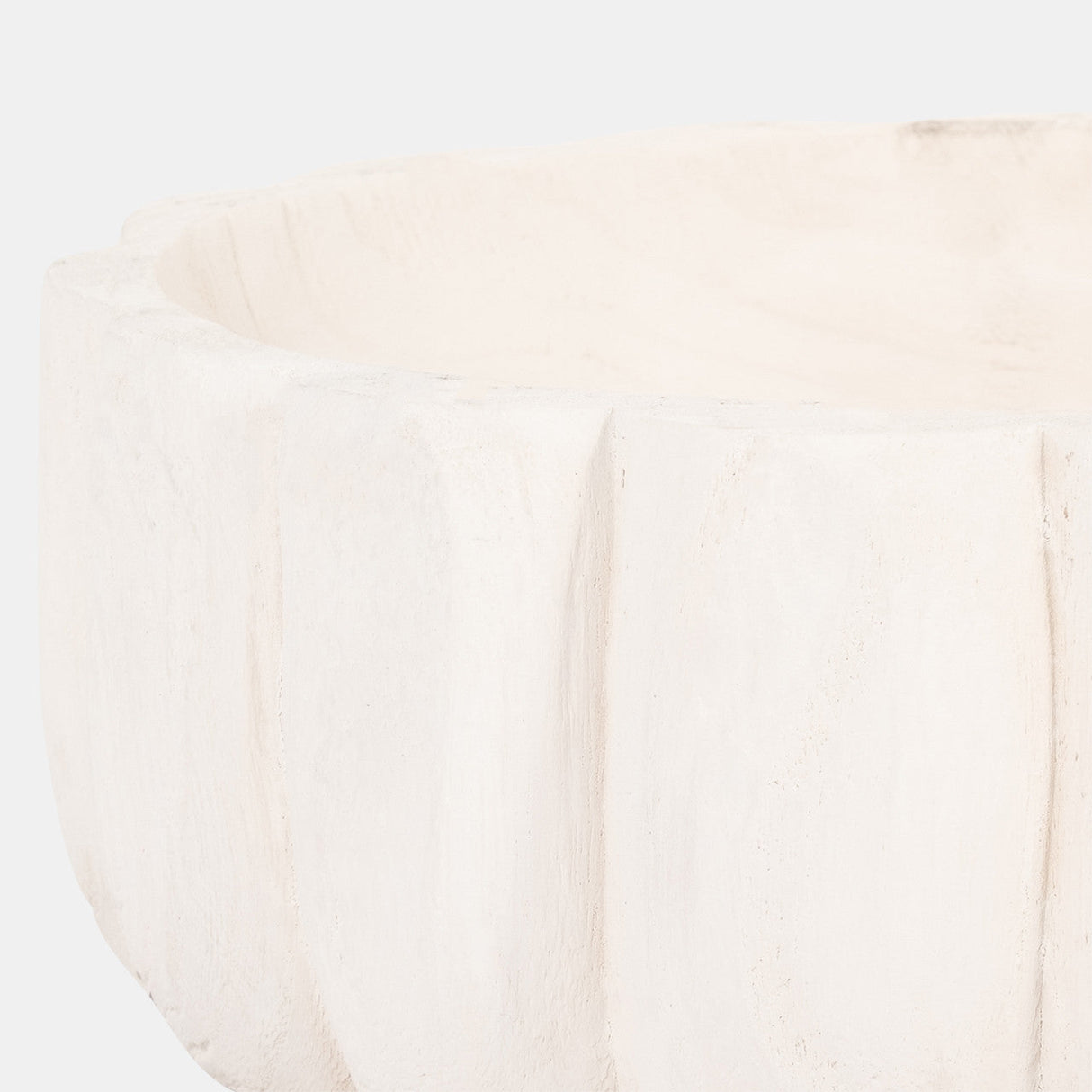 Wood, 9" Scalloped Bowl, White