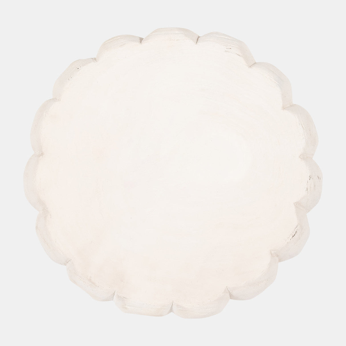 Wood, 9" Scalloped Bowl, White