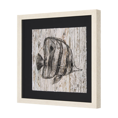 Wood Grain Fish I by Mercana Studio a Hand Embellished Textured Framed Art Print Matted under Glass by Mercana at Eve Furniture