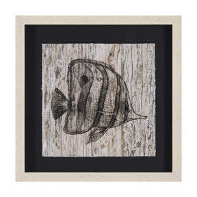 Wood Grain Fish I by Mercana Studio a Hand Embellished Textured Framed Art Print Matted under Glass by Mercana at Eve Furniture