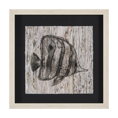 Wood Grain Fish I by Mercana Studio a Hand Embellished Textured Framed Art Print Matted under Glass by Mercana at Eve Furniture