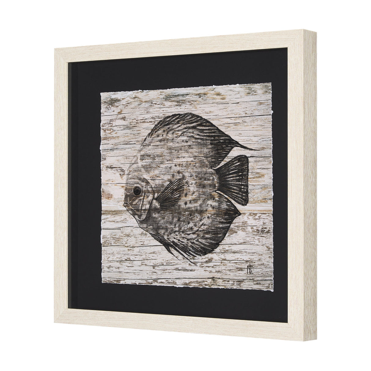 Wood Grain Fish II by Mercana Studio a Hand Embellished Textured Framed Art Print Matted under Glass by Mercana at Eve Furniture