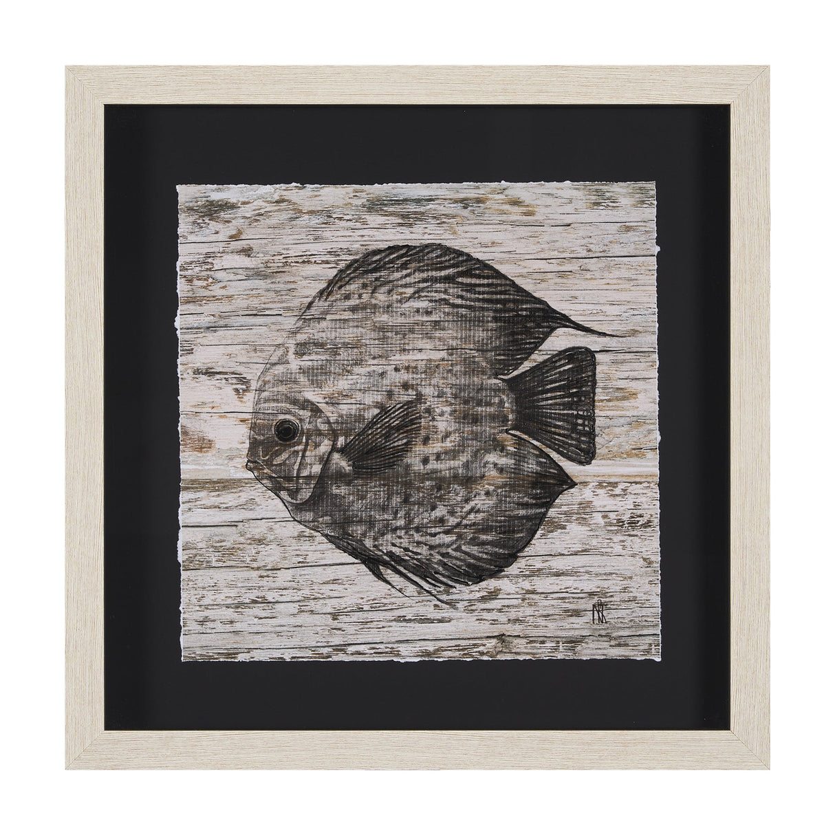 Wood Grain Fish II by Mercana Studio a Hand Embellished Textured Framed Art Print Matted under Glass by Mercana at Eve Furniture